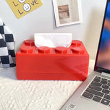 Boîte à mouchoirs lego rouge en plastique brillant en forme de brique lego pour rangement de mouchoirs lego
