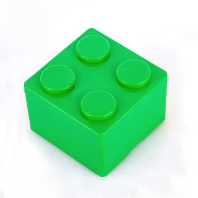 Brique lego® verte brillante avec quatre plots circulaires sur le dessus pour rangement lego acrylique touche lego®