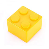 Brique lego jaune en plastique avec quatre picots pour rangement lego acrylique touche lego® dans boîte décorative