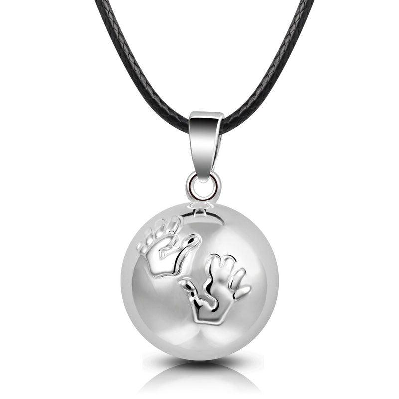 Pregnancy bola | Silver baby hand sphere