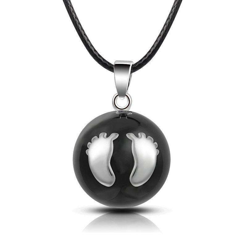 Ciondolo gravidanza | Piedini argentati con sfera nera