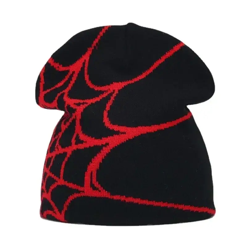 Bonnet spiderman toile araignée noir en polyester doux avec motif toile araignée rouge pour confort optimal spiderman
