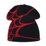 Bonnet spiderman toile araignée noir en polyester doux avec motif toile araignée rouge pour confort optimal spiderman