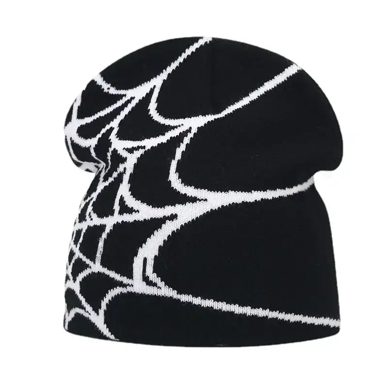 Bonnet spiderman toile araignée polyester doux noir avec motif toile araignée blanche pour confort optimal spiderman