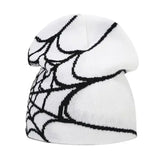 Bonnet spiderman toile araignée en polyester doux blanc avec motif toile araignée noir pour confort optimal spiderman