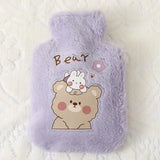Bouillotte peluche enfant animaux en lavande avec peluche lapin et ours motifs floraux doux en peluche lapin