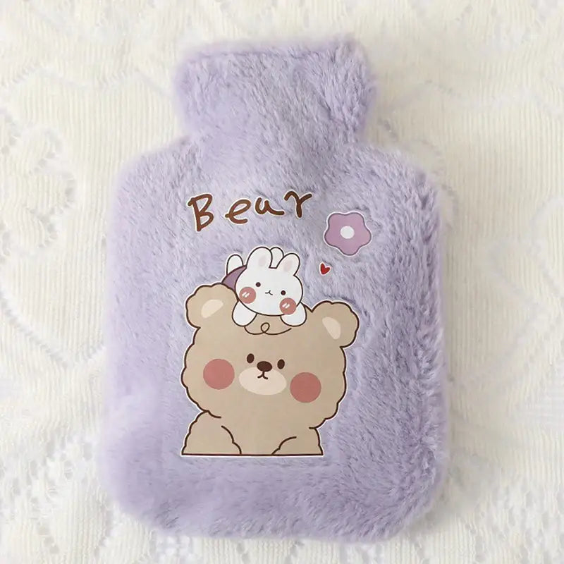 Bouillotte peluche enfant animaux en lavande avec peluche lapin et ours motifs floraux doux en peluche lapin