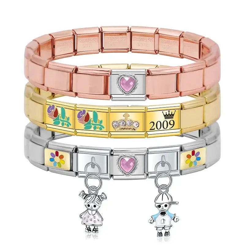 Stainless steel charm bracelet