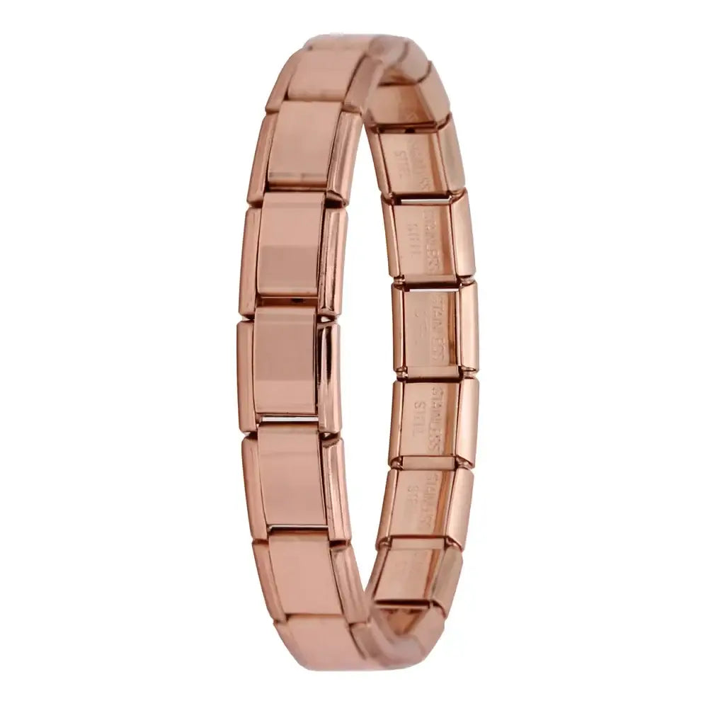 Bracelet à breloques en acier inoxydable incarne lalliance parfaite avec un design moderne en ton or rose