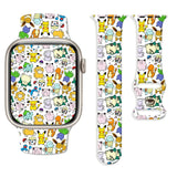 Bracelet apple watch en silicone blanc coloré avec motif pokémon jouet pikachu et carapuce