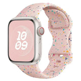 Bracelet sport apple watch ultra en silicone ado rose pastel avec taches colorées