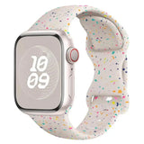 Bracelet sport apple watch silicone ado montre coloré à pois multicolores sur fond blanc cassé pour apple watch ultra