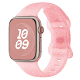 Bracelet sport apple watch silicone ado montre rose pailleté avec texture douce et trous ajustables pour apple watch ultra
