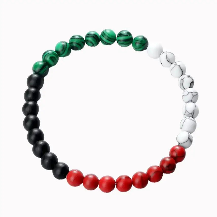 Bracelet pierres naturelles palestine en malachite verte onyx noir jaspe rouge et marbre blanc pour une touche dauthenticité