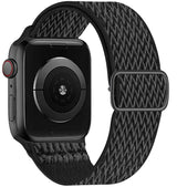 Bracelet tissu tissé noir en nylon avec motif texturé et boucle en acier inoxydable pour apple watch