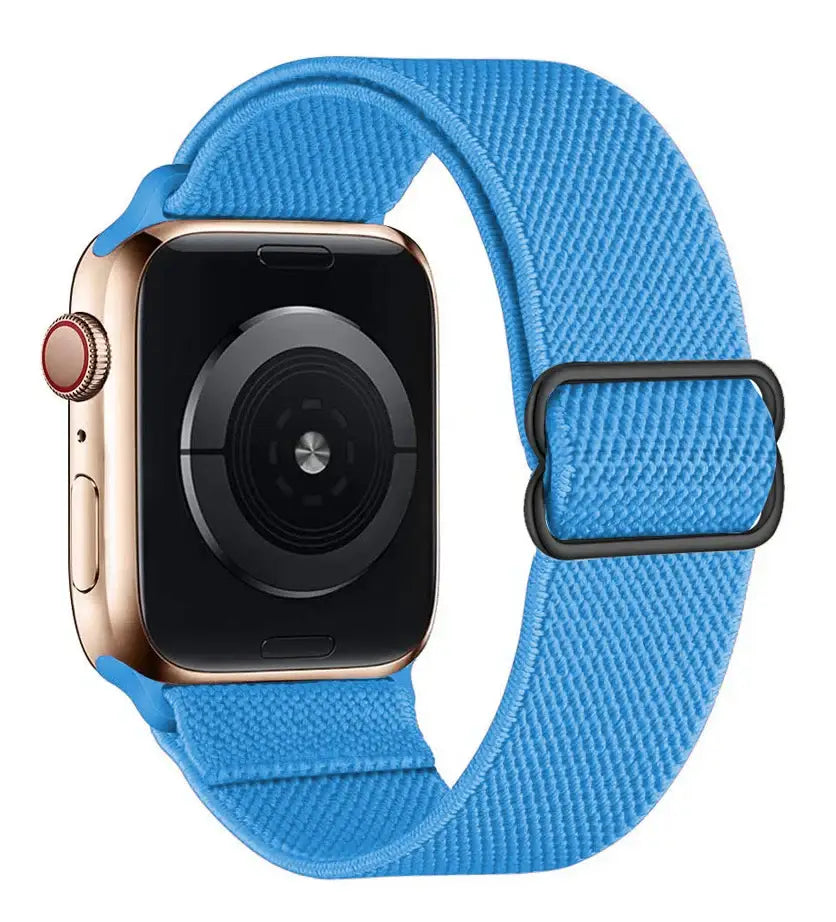 Bracelet pour apple watch en tissu tissé bleu lumineux avec boucle en acier inoxydable polyester tissé doux