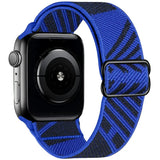 Bracelet tissu tissé bleu et noir pour apple watch en polyester tissé doux avec boucle en acier inoxydable