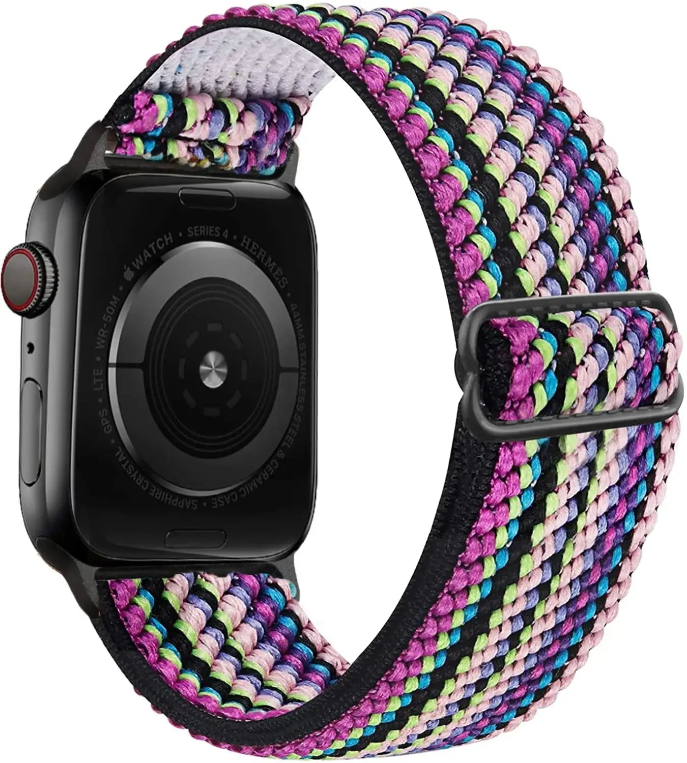 Bracelet pour apple watch tissu tissé coloré en polyester tissé doux avec boucle en acier inoxydable noire