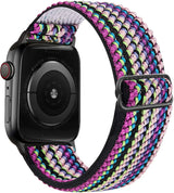 Bracelet pour apple watch tissu tissé coloré en polyester tissé doux avec boucle en acier inoxydable noire