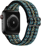 Bracelet pour apple watch tissu tissé multicolore en polyester tissé doux avec acier inoxydable pour un usage quotidien