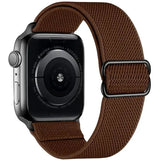 Bracelet tissu tissé en polyester tissé doux marron avec boucle en acier inoxydable pour apple watch hermès série 4