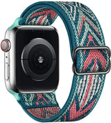 Bracelet pour apple watch tissu tissé en polyester tissé doux multicolore avec boucle en acier inoxydable noir