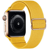 Bracelet tissu tissé jaune vif en polyester tissé doux avec boucle et fermoir en acier inoxydable pour apple watch hermès series 4