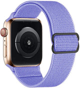 Bracelet tissu tissé pour apple watch en polyester tissé doux violet avec boucle noire en acier inoxydable
