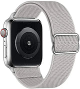 Bracelet pour apple watch en tissu tissé gris clair avec boucle en acier inoxydable et polyester tissé doux
