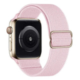 Bracelet tissu tissé pour apple watch en polyester tissé doux rose avec boucle et fermoir en acier inoxydable doré