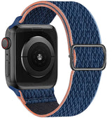 Bracelet pour apple watch tissu tissé bleu et orange en polyester tissé doux avec acier inoxydable pour sport