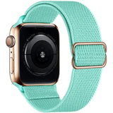 Bracelet pour apple watch série 4 hermès en tissu tissé mint vert avec boucle et fermoir en acier inoxydable ton or rose polyester tissé doux