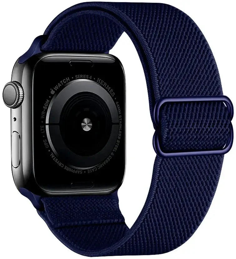 Bracelet tissu tissé bleu marine avec boucle en acier inoxydable pour apple watch series 4 hermès édition