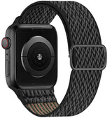Bracelet pour apple watch tissu tissé noir avec doublure camouflage en polyester tissé doux et acier inoxydable