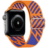 Bracelet tissu tissé pour apple watch series 4 avec bandes orange et bleu en polyester tissé doux et acier inoxydable