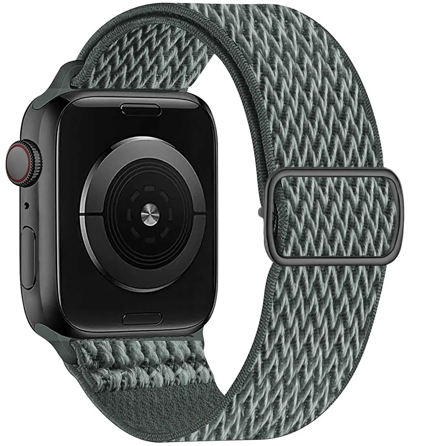 Bracelet pour apple watch tissu tissé gris foncé en polyester tissé doux avec boucle en acier inoxydable assortie