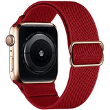 Bracelet tissu tissé en polyester tissé doux rouge avec boucle et fermoir en acier inoxydable pour apple watch hermès série 4