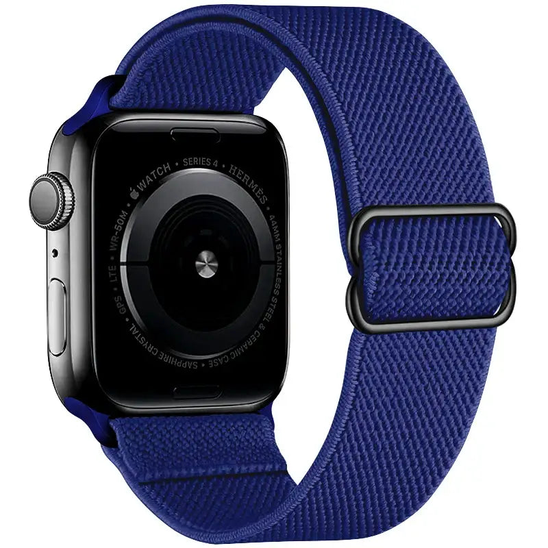 Bracelet tissu tissé royal blue en polyester tissé doux avec boucle en acier inoxydable pour apple watch série 4 hermès