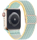 Bracelet pour apple watch tissu tissé en polyester tissé doux mint vert et jaune avec boucle en acier inoxydable
