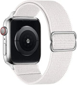 Bracelet pour apple watch tissu tissé blanc en polyester tissé doux avec fermoir en acier inoxydable