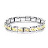 Bracelet hapiship argent doré à breloques en forme de cœur avec design modulaire argent et or