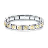 Bracelet hapiship avec charms hapiship argent doré en forme de cœur au design modulaire avec maillons métalliques polis