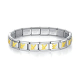 Bracelet hapiship en acier inoxydable argenté et doré avec motif oiseau répétitif pour bracelets charms hapiship