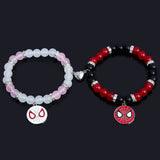 Bracelets spider-man en perles colorées rose blanc et rouge noir avec pendentifs circulaires cadeau idéal