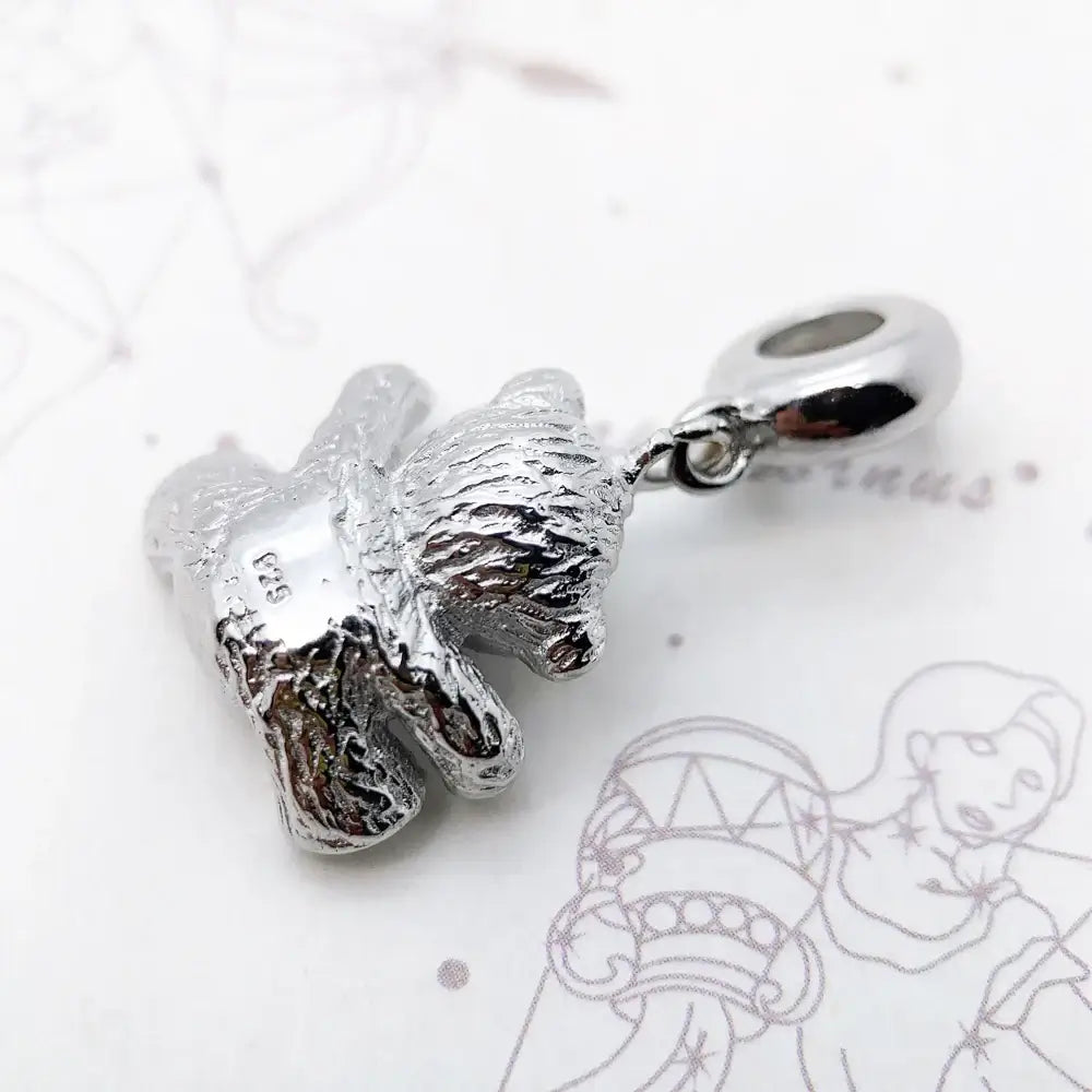 Silver Love Bear Necklace Charm