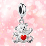 Silver Love Bear Necklace Charm