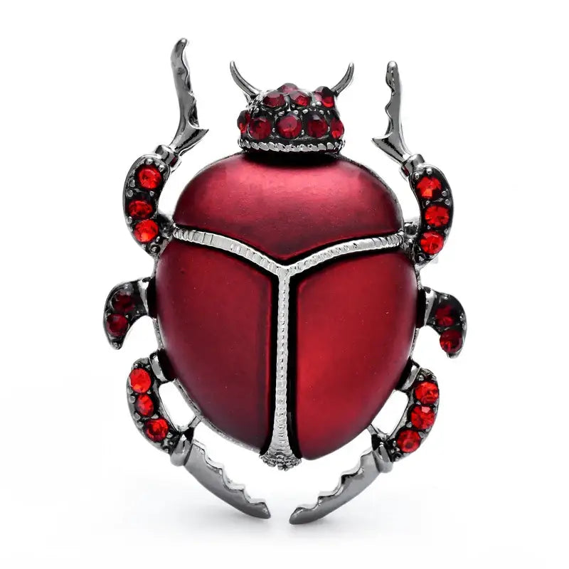 Broche scarabée bleu élégant en forme de scarabée rouge brillant ornée de pierres rouges étincelantes bijou unique