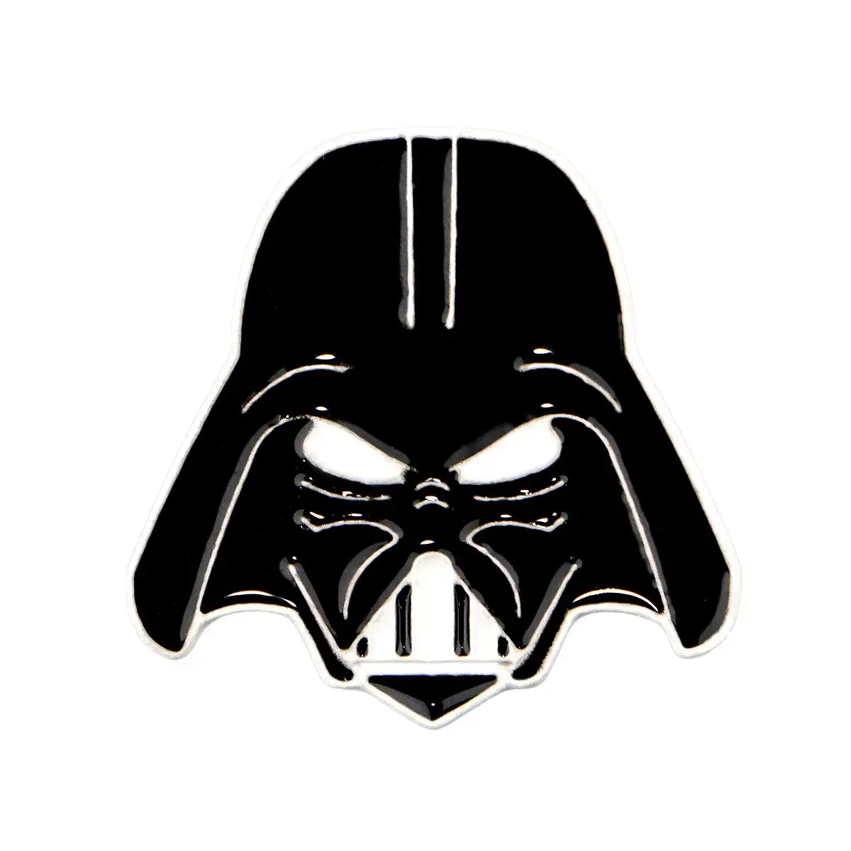 Broche pins star wars en émail représentant un casque darth vader noir et blanc, idéal pour collectionner