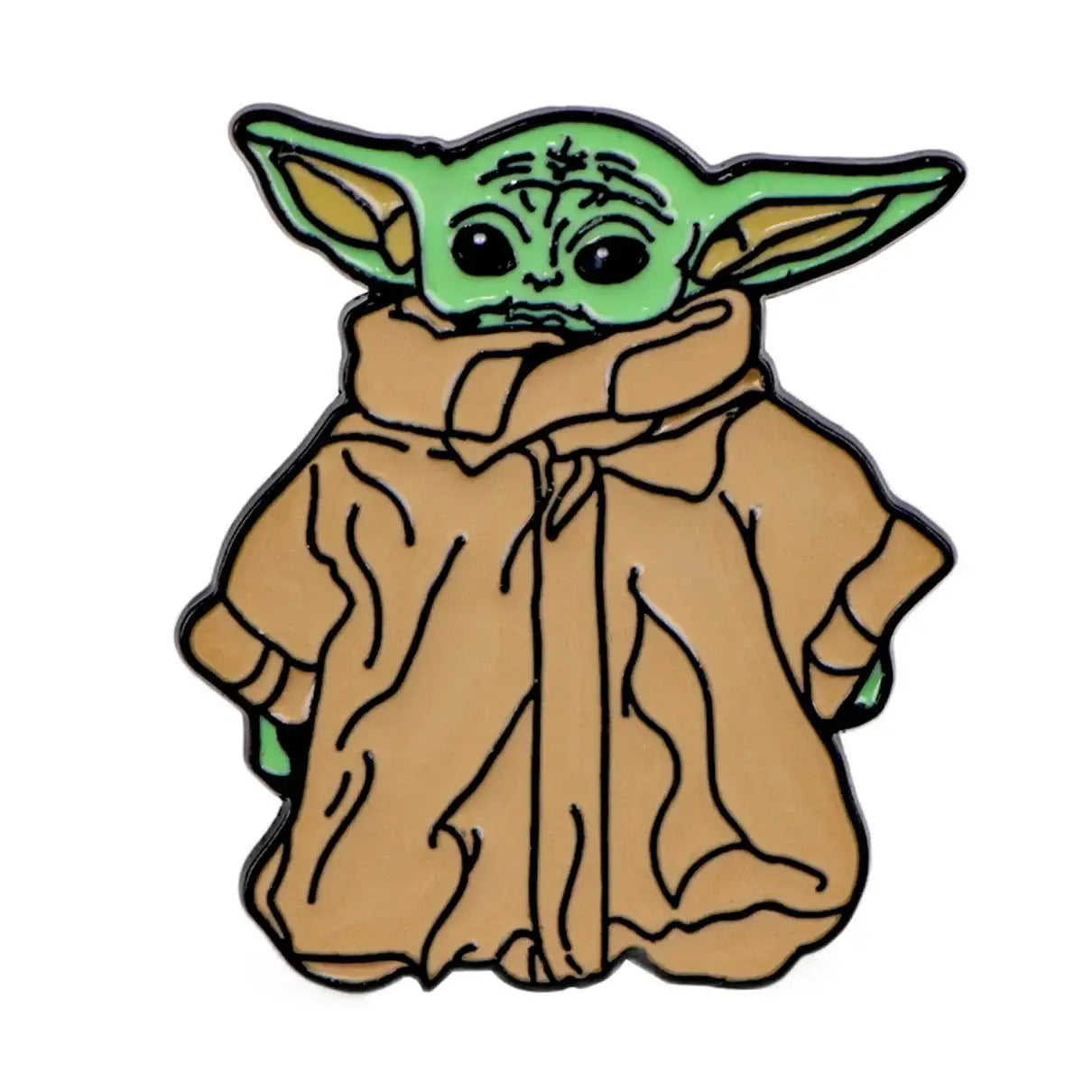 Broches pins star wars en émail vert et beige représentant le personnage grogu de star wars