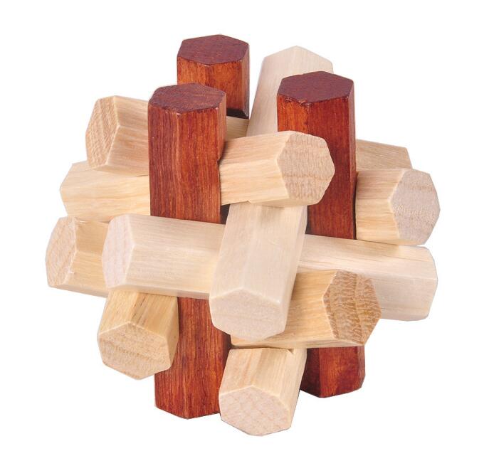 Casse-tête en Bois Burr Hexagonal